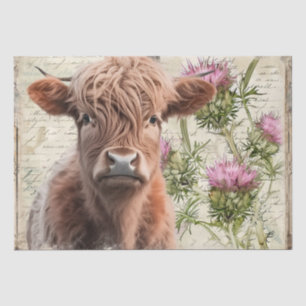 Kuh Highland Scotland Thistle Watercolor Seidenpapier