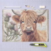 Kuh Highland Scotland Thistle Watercolor Seidenpapier (Handwerk)