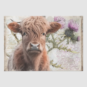 Kuh Highland Scotland Thistle Watercolor Seidenpapier