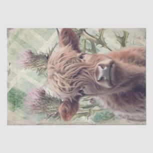 Kuh Highland Scotland Thistle Watercolor Seidenpapier