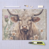 Kuh Highland Scotland Thistle Watercolor Seidenpapier (Handwerk)