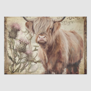 Kuh Highland Scotland Thistle Watercolor Seidenpapier