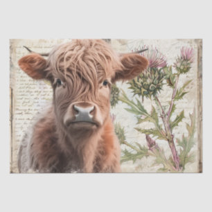Kuh Highland Scotland Thistle Watercolor Seidenpapier
