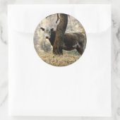 Kuh hinter Baum Runder Aufkleber (Tasche)