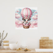 Kuh Hot Air Ballon Girl Poster (Küche)