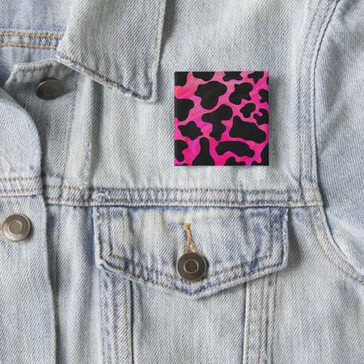 Kuh Hot Pink und Schwarz Print Button (Beispiel)