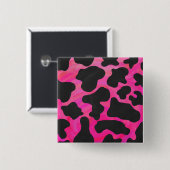 Kuh Hot Pink und Schwarz Print Button (Vorne & Hinten)