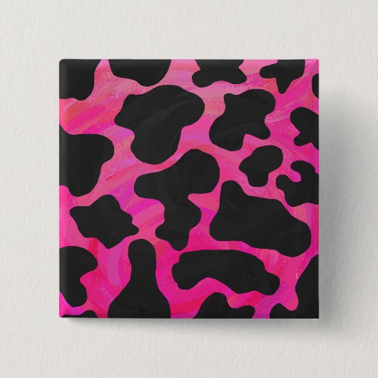 Kuh Hot Pink und Schwarz Print Button (Vorderseite)