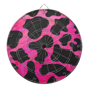 Kuh Hot Pink und Schwarz Print Dartscheibe
