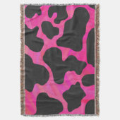 Kuh Hot Pink und Schwarz Print Decke (Vorderseite Vertikal)