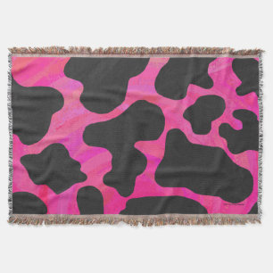 Kuh Hot Pink und Schwarz Print Decke