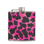 Kuh Hot Pink und Schwarz Print Flachmann (Vorderseite)