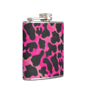 Kuh Hot Pink und Schwarz Print Flachmann (Rechts)