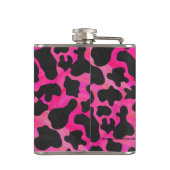 Kuh Hot Pink und Schwarz Print Flachmann (Rückseite)