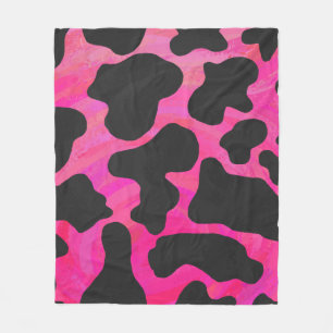 Kuh Hot Pink und Schwarz Print Fleecedecke
