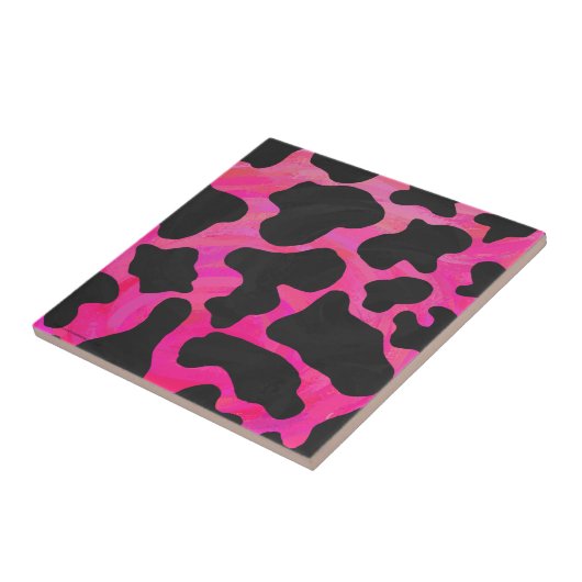 Kuh Hot Pink und Schwarz Print Fliese (Seite)