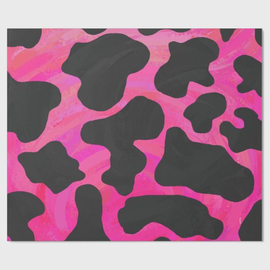 Kuh Hot Pink und Schwarz Print Geschenkpapier (Flach)