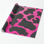 Kuh Hot Pink und Schwarz Print Geschenkpapier (Ungerollt)