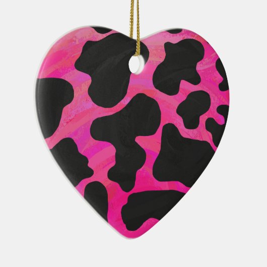 Kuh Hot Pink und Schwarz Print Keramik Ornament (Rechts)