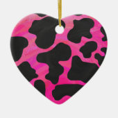 Kuh Hot Pink und Schwarz Print Keramik Ornament (Vorne)