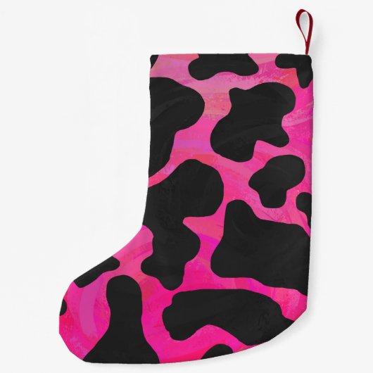 Kuh Hot Pink und Schwarz Print Kleiner Weihnachtsstrumpf (Rückseite)