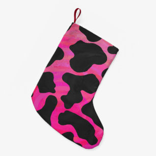 Kuh Hot Pink und Schwarz Print Kleiner Weihnachtsstrumpf