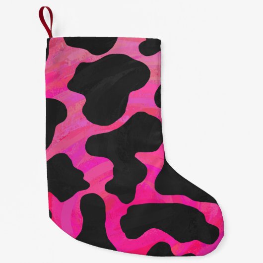 Kuh Hot Pink und Schwarz Print Kleiner Weihnachtsstrumpf (Vorderseite)