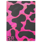 Kuh Hot Pink und Schwarz Print Klemmbrett (Rückseite)