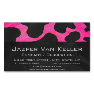 Kuh Hot Pink und Schwarz Print Magnetische Visitenkarte