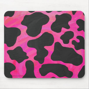 Kuh Hot Pink und Schwarz Print Mousepad