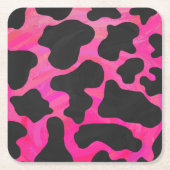 Kuh Hot Pink und Schwarz Print Rechteckiger Pappuntersetzer (Vorderseite)