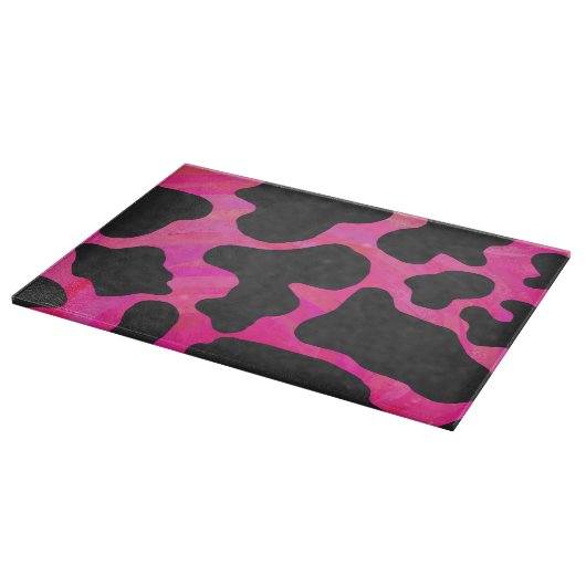 Kuh Hot Pink und Schwarz Print Schneidebrett (Ecke)