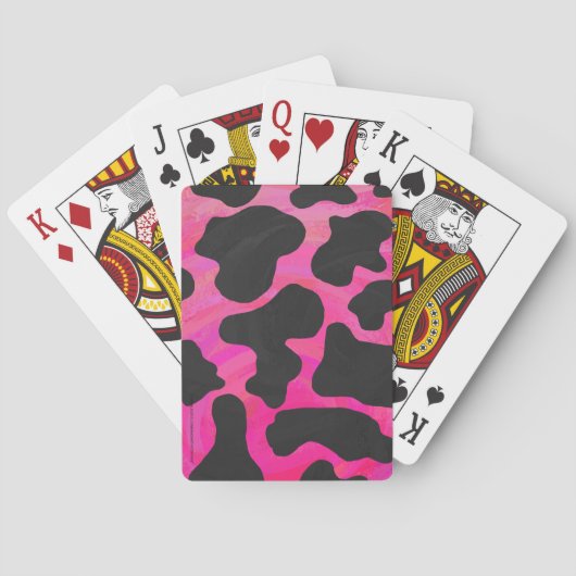 Kuh Hot Pink und Schwarz Print Spielkarten (Rückseite)