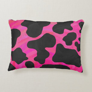 Kuh Hot Pink und Schwarz Print Zierkissen