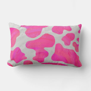 Kuh Hot Pink und Weiß Druck Lendenkissen