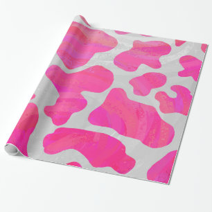 Kuh Hot Pink und White Print Geschenkpapier