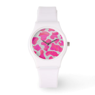 Kuh - Hot Rosa und Weiß Armbanduhr