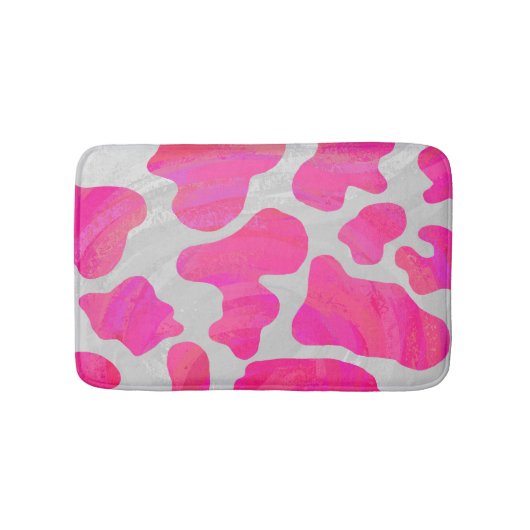 Kuh - Hot Rosa und Weiß Badematte (Vorderseite)