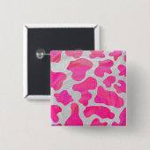Kuh - Hot Rosa und Weiß Button (Vorne & Hinten)