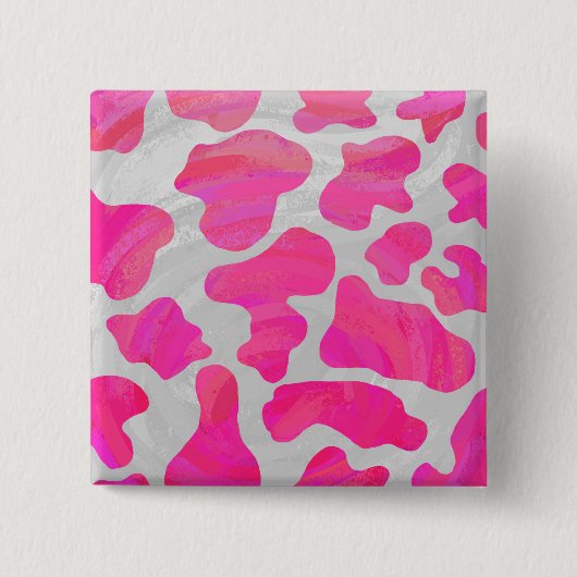 Kuh - Hot Rosa und Weiß Button (Vorderseite)
