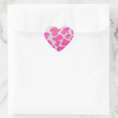 Kuh - Hot Rosa und Weiß Herz-Aufkleber (Tasche)