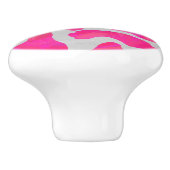 Kuh - Hot Rosa und Weiß Keramikknauf (Seitenansicht)