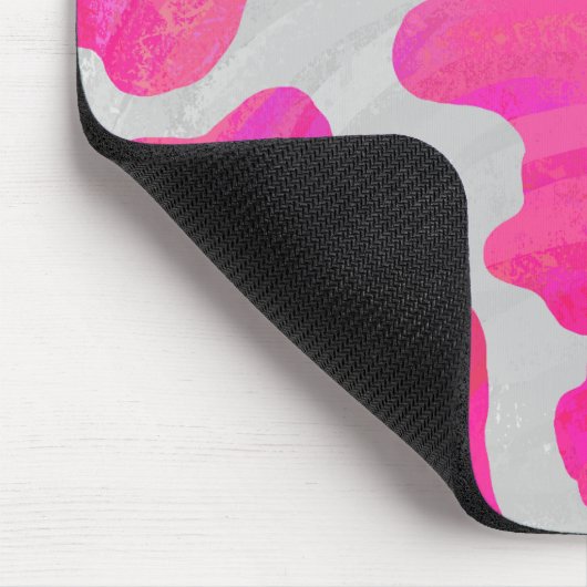 Kuh - Hot Rosa und Weiß Mousepad (Ecke)