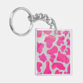 Kuh - Hot Rosa und Weiß Schlüsselanhänger (Vorderseite links)