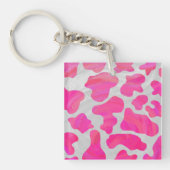 Kuh - Hot Rosa und Weiß Schlüsselanhänger (Vorderseite)