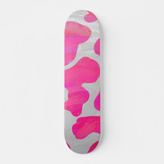 Kuh - Hot Rosa und Weiß Skateboard (Vorne)