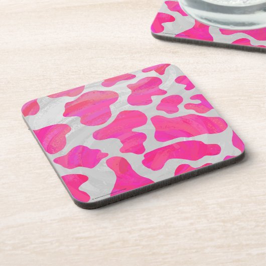 Kuh - Hot Rosa und Weiß Untersetzer (Linke Seite)