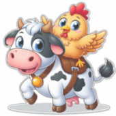 Kuh/Huhn niedlich Cartoon Aufkleber (Vorderseite)