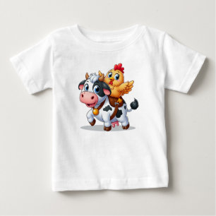 Kuh/Huhn niedlich Cartoon Baby T-shirt