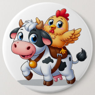 Kuh/Huhn niedlich Cartoon Button